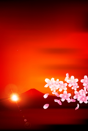 Cherry blossoms Fuji Spring backgroundのイラスト素材