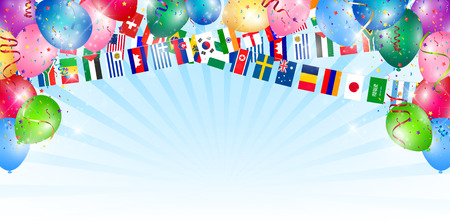Balloon national flag Ribbon backgroundのイラスト素材