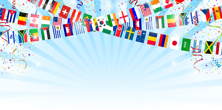 Flag sky ribbon backgroundのイラスト素材