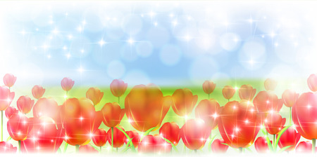 Tulip Flowers Landscape Backgroundのイラスト素材