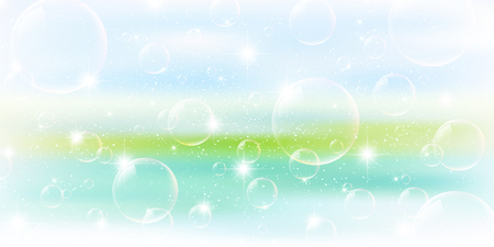 New green sky soap bubble backgroundのイラスト素材
