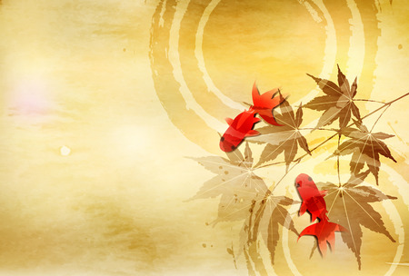 Maple goldfish hot summer sightseeing backgroundのイラスト素材