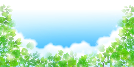Fresh green leaves Spring backgroundのイラスト素材