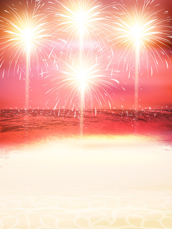 Sea fireworks scenery backgroundのイラスト素材
