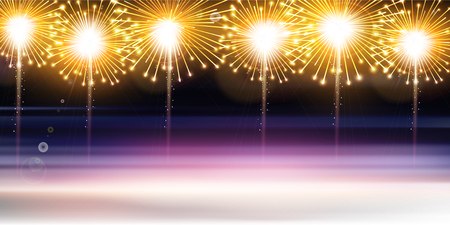 Sea fireworks scenery backgroundのイラスト素材