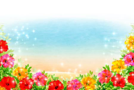 Hibiscus Sea Summer Backgroundのイラスト素材