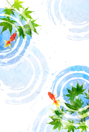 Goldfish Maple Summer Backgroundのイラスト素材