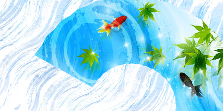 Goldfish Maple Summer Backgroundのイラスト素材