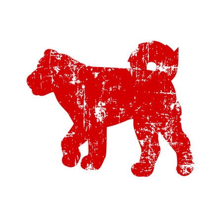 Dog New Year's card Japanese paper iconのイラスト素材