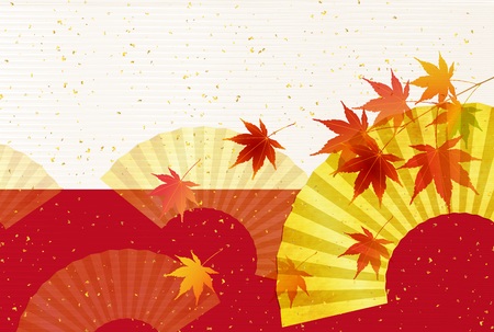 Autumn leaves fall Japanese paper backgroundのイラスト素材