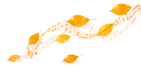 Autumn leaves music score backgroundのイラスト素材