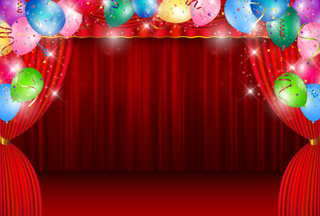 Balloon curtain ribbon backgroundのイラスト素材