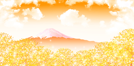 Autumn leaves fall Fuji backgroundのイラスト素材
