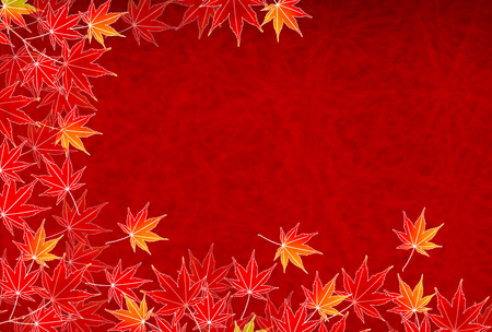 Autumn leaves fall Japanese paper backgroundのイラスト素材
