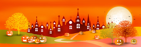 Halloween pumpkin autumn backgroundのイラスト素材