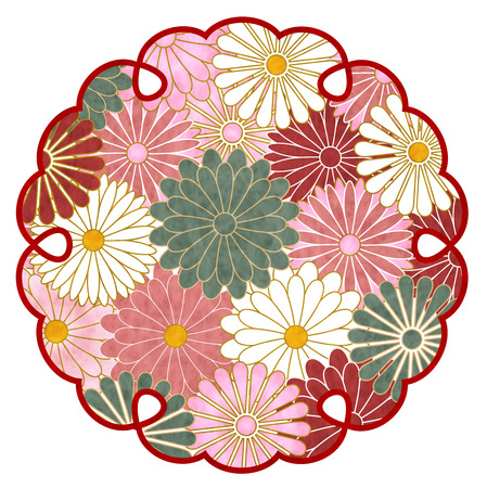 Chrysanthemum pattern Japanese paper icon.のイラスト素材