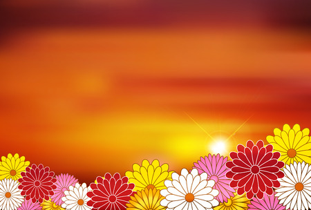 Chrysanthemum flower Japanese paper New Year card backgroundのイラスト素材