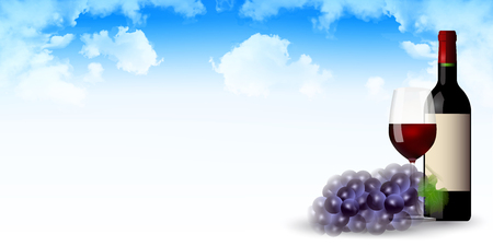 Wine grape glass backgroundのイラスト素材