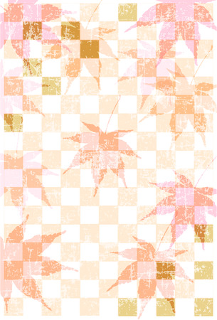 Autumn leaves fall Japanese paper backgroundのイラスト素材