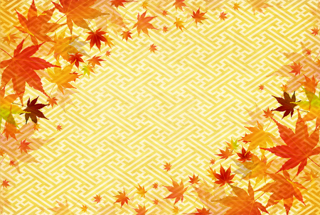 Autumn leaves fall Japanese paper backgroundのイラスト素材