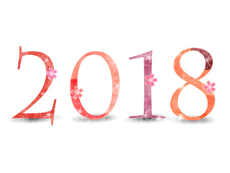 2018 Cherry New Year card icon design illustrationのイラスト素材