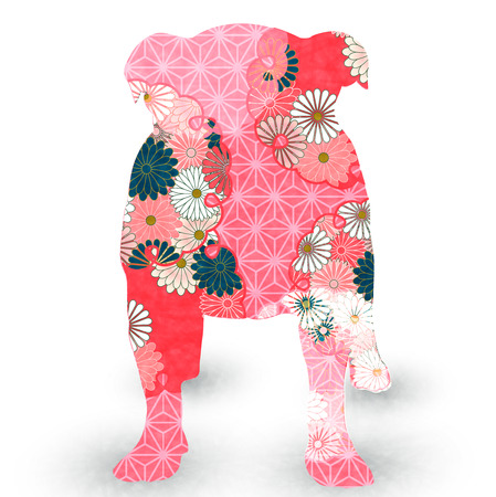 Dog Japanese paper New Year card iconのイラスト素材