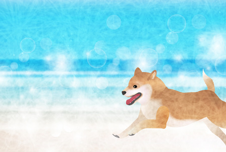 Dog Sea New Ear's card backgroundのイラスト素材