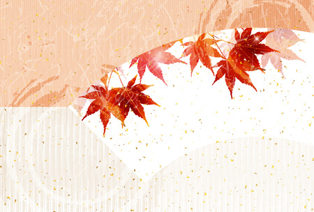 Autumn leaves fall Japanese paper backgroundのイラスト素材
