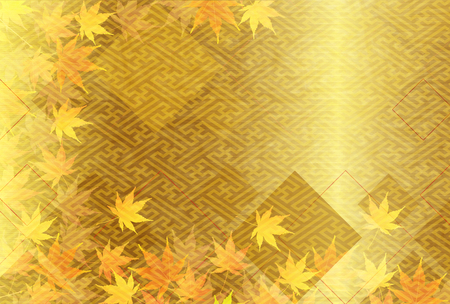 Autumn leaves fall Japanese paper backgroundのイラスト素材