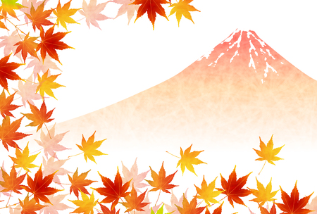 Autumn leaves fall Fuji backgroundのイラスト素材