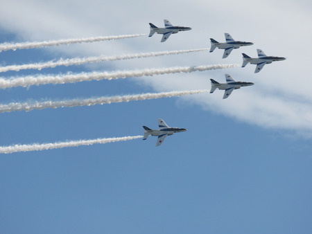 Blue Impulse Airplane Sky Backgroundの写真素材