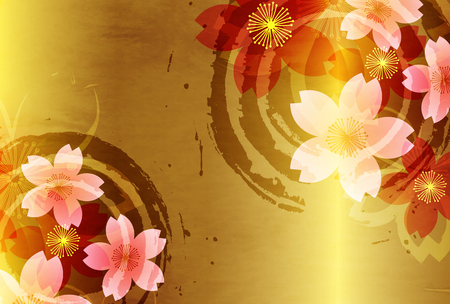 Cherry blossoms New Year's cards Japanese paper backgroundのイラスト素材