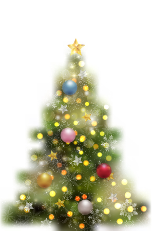 Christmas Fir Tree with ornaments in isolated backgroundのイラスト素材