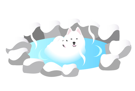 Dog New Year's cards hot spring iconのイラスト素材