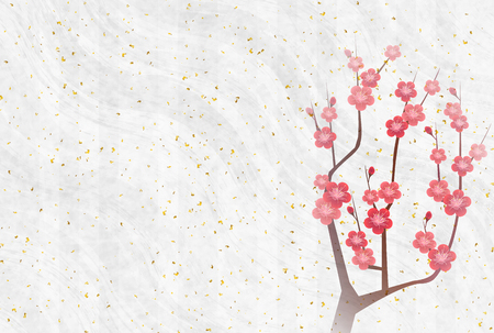 Plum blossoms New Year card background spring backgroundのイラスト素材
