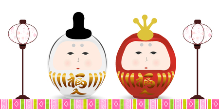 Doll Festival blossoms Spring backgroundのイラスト素材