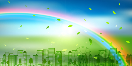 Fresh green Rainbow sky backgroundのイラスト素材