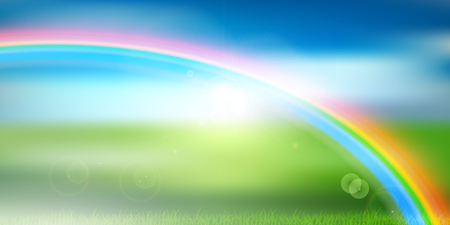 Fresh green Rainbow sky backgroundのイラスト素材