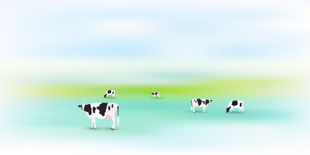Cow ranch landscape backgroundのイラスト素材