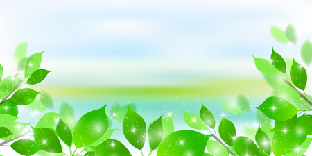 Fresh green leaves landscape backgroundのイラスト素材