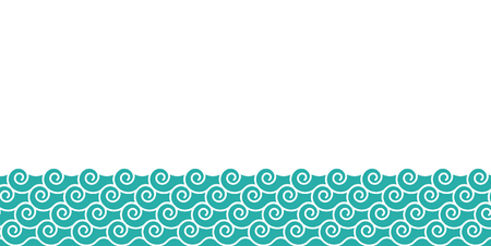 Ocean wave summer with blue and white swirl lines pattern background designのイラスト素材