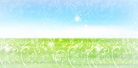 Fresh green grassland scenery backgroundのイラスト素材