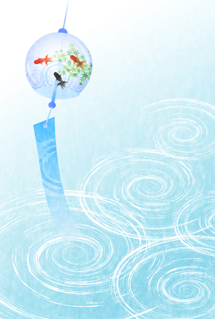 Summer goldfish water backgroundのイラスト素材