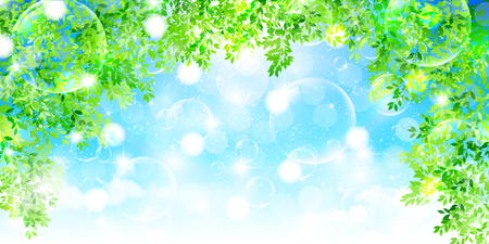 Fresh green leaves landscape backgroundのイラスト素材