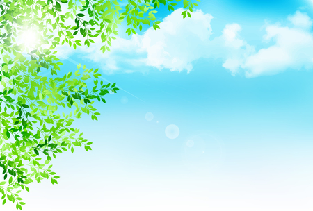 Fresh green leaves landscape backgroundのイラスト素材