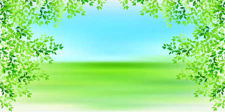 Fresh green leaves landscape backgroundのイラスト素材