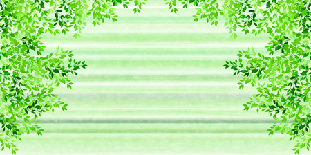 Fresh green leaves paper backgroundのイラスト素材