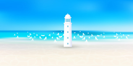 Sea summer lighthouse backgroundのイラスト素材