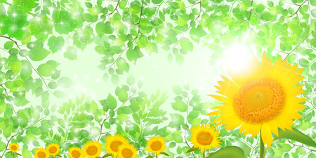 Sunflower summer scenery backgroundのイラスト素材