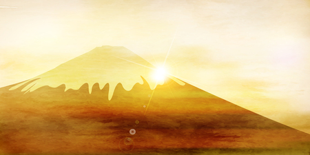 Fuji New Year's cards Japanese paper backgroundのイラスト素材